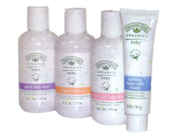 Baby wash, oil and lotion, all made from organic botanicals.